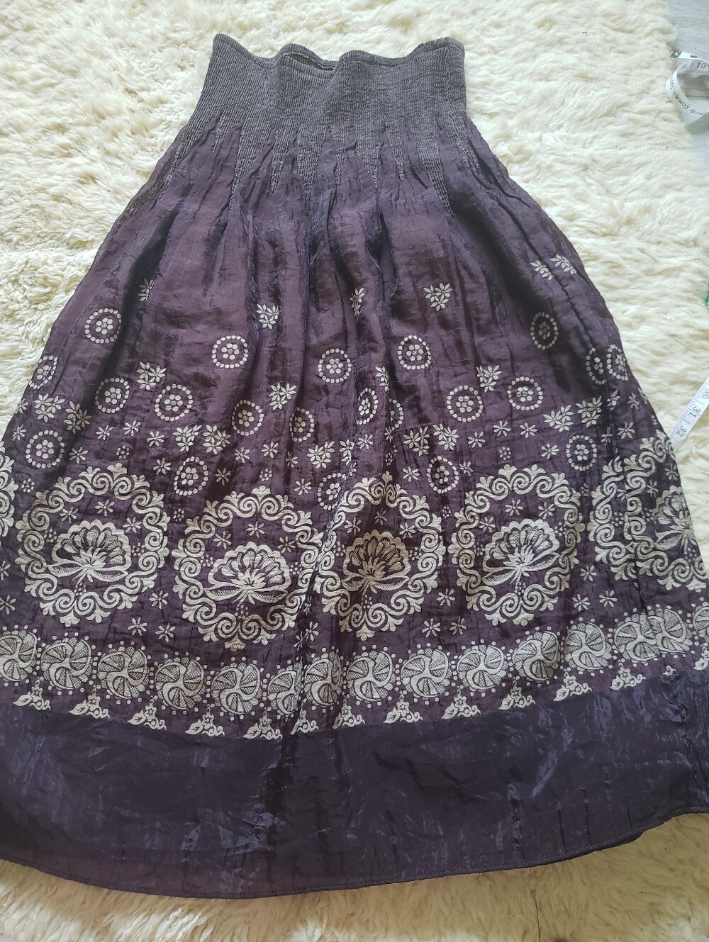  Lapis Crinkle Maxi Skirt / Strapless Dress One Sz